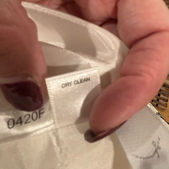 Ann Taylor Silk Midi-Dress White with Black Floral Print Line Pleated Front 12P - Picture 10 of 10